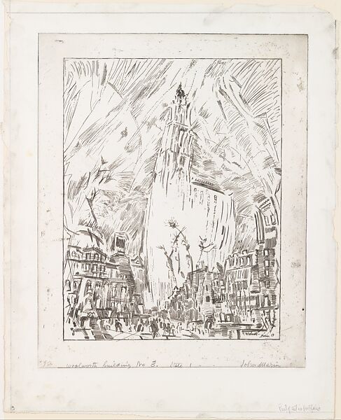 Woolworth Building No. 3, John Marin (American, Rutherford, New Jersey 1870–1953 Cape Split, Maine), Etching 