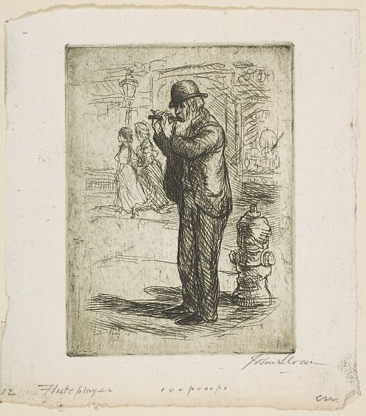 Flute Player, John Sloan (American, Lock Haven, Pennsylvania 1871–1951 Hanover, New Hampshire), Etching 