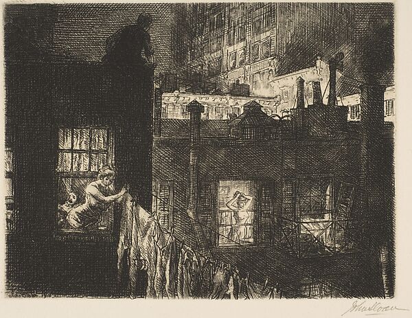 Night Windows, John Sloan (American, Lock Haven, Pennsylvania 1871–1951 Hanover, New Hampshire), Etching 