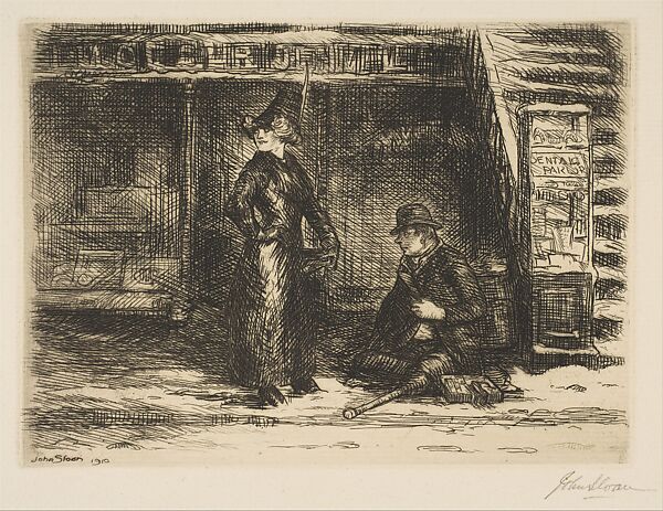 Girl and Beggar, John Sloan (American, Lock Haven, Pennsylvania 1871–1951 Hanover, New Hampshire), Etching 