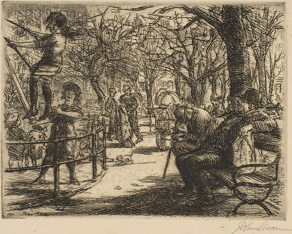 Swinging in the Square, John Sloan (American, Lock Haven, Pennsylvania 1871–1951 Hanover, New Hampshire), Etching 