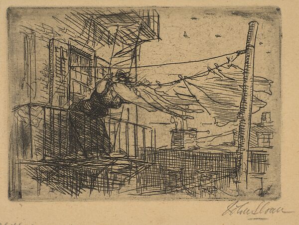 Hanging Clothes, John Sloan (American, Lock Haven, Pennsylvania 1871–1951 Hanover, New Hampshire), Etching 