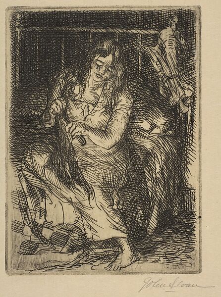 Combing Her Hair, John Sloan (American, Lock Haven, Pennsylvania 1871–1951 Hanover, New Hampshire), Etching 