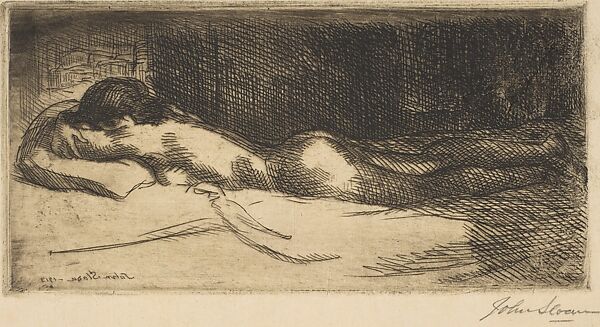 Prone Nude, John Sloan (American, Lock Haven, Pennsylvania 1871–1951 Hanover, New Hampshire), Etching 