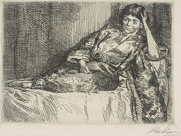 Girl in Kimono, John Sloan (American, Lock Haven, Pennsylvania 1871–1951 Hanover, New Hampshire), Etching 