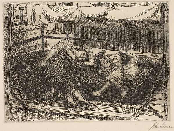 Woman and Child on the Roof, John Sloan (American, Lock Haven, Pennsylvania 1871–1951 Hanover, New Hampshire), Etching 
