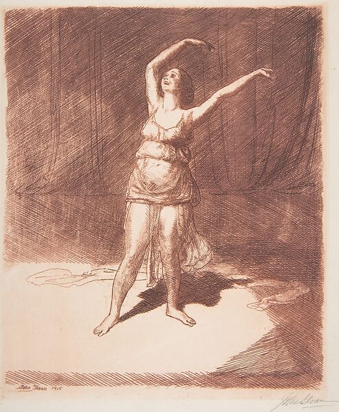 Isadora Duncan, John Sloan (American, Lock Haven, Pennsylvania 1871–1951 Hanover, New Hampshire), Etching with red ink 