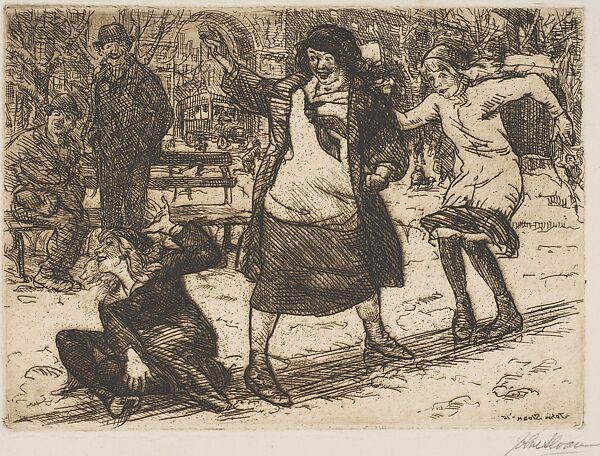 Girls Sliding, John Sloan (American, Lock Haven, Pennsylvania 1871–1951 Hanover, New Hampshire), Etching 