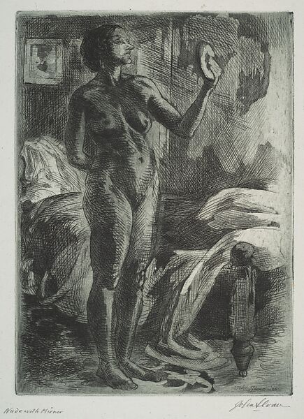 Nude with Mirror, John Sloan (American, Lock Haven, Pennsylvania 1871–1951 Hanover, New Hampshire), Etching and aquatint 