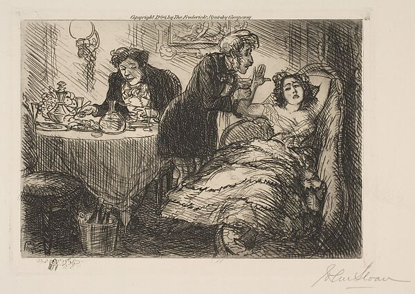 Mademoiselle Zizi Feints at Fainting, John Sloan (American, Lock Haven, Pennsylvania 1871–1951 Hanover, New Hampshire), Etching 