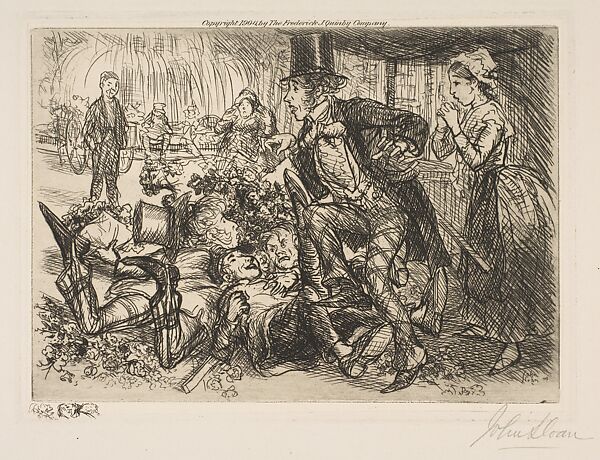Upset at the Flower Stall, John Sloan (American, Lock Haven, Pennsylvania 1871–1951 Hanover, New Hampshire), Etching 