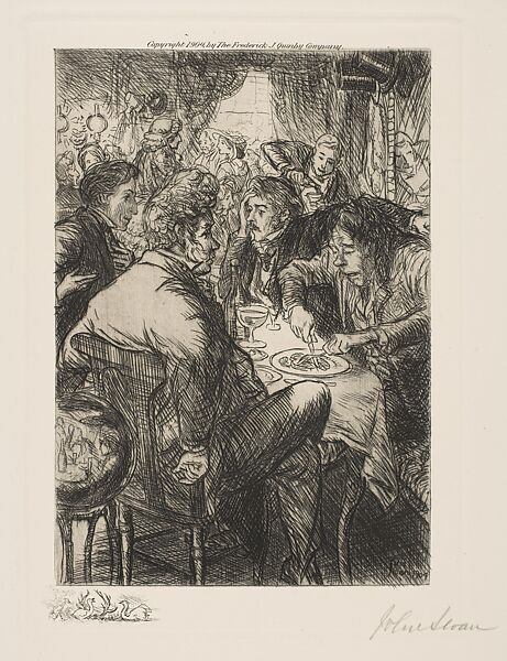 Four Friends at the Cafe, John Sloan (American, Lock Haven, Pennsylvania 1871–1951 Hanover, New Hampshire), Etching 