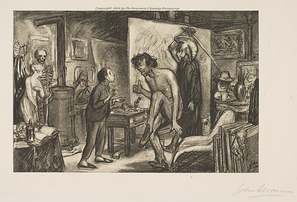 André Meets Rossignol in Monsieur Desruilly's Studio, John Sloan (American, Lock Haven, Pennsylvania 1871–1951 Hanover, New Hampshire), Photogravure 