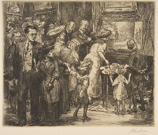 Copyist At The Metropolitan Museum, John Sloan (American, Lock Haven, Pennsylvania 1871–1951 Hanover, New Hampshire), Etching 