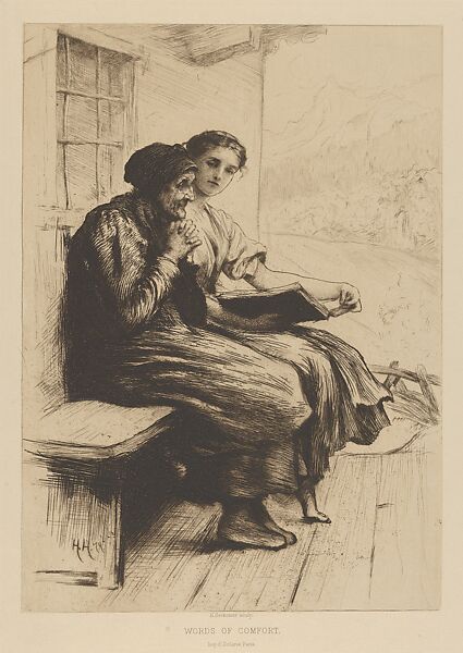 Words of Comfort, from "The Portfolio", Sir Hubert von Herkomer (British, Waal, Bavaria 1849–1914 Budleigh Salterton, Devon), Drypoint 