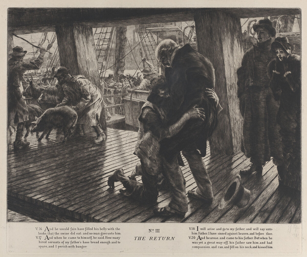 The Parable of the Prodigal Son, No. III: The Return, James Tissot (French, Nantes 1836–1902 Chenecey-Buillon), Etching on laid paper; second state of two 