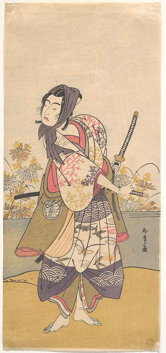 The Third Segawa Kikunojō in the Role of Soga no Gorō Tokimune, Katsukawa Shunshō　勝川春章 (Japanese, 1726–1792), Woodblock print (nishiki-e); ink and color on paper, Japan 
