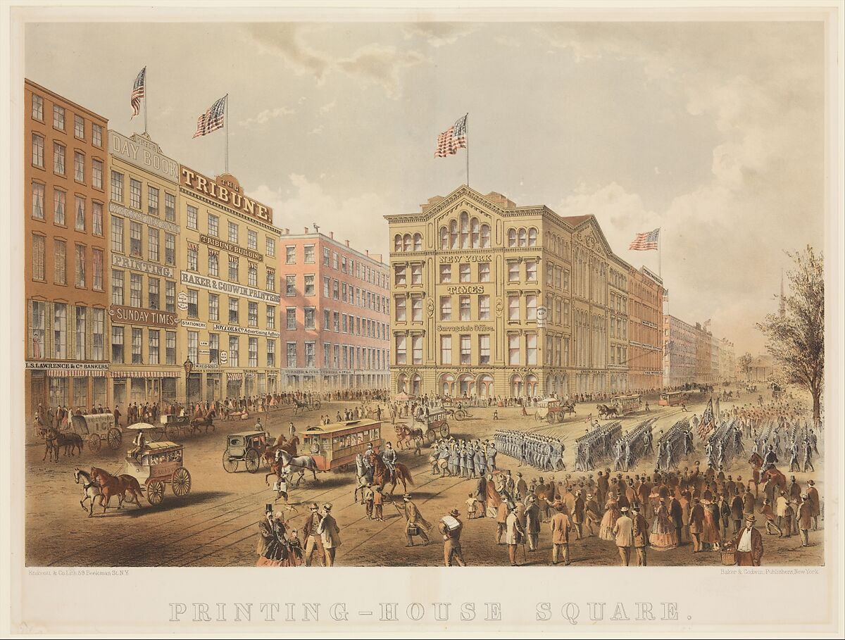 Printing-House Square, New York, Endicott &amp; Co. (New York, NY), Colored lithograph 