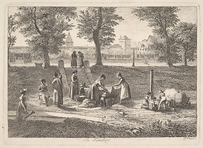 Outdoor Scene of Women in Domestic Activities in Nurnberg,