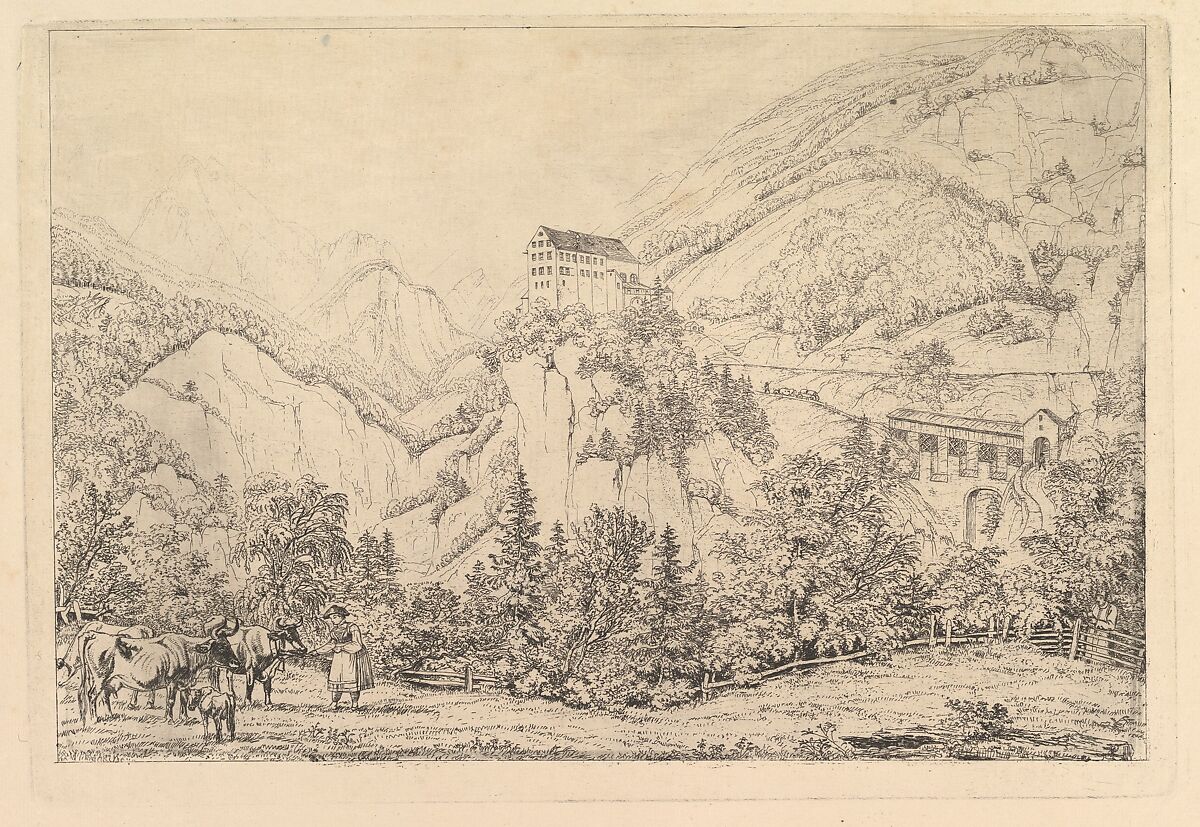 St Georgsberg near Switzerland in the Tyrol, after Klein, Johann Christoph Erhard (German, Nuremberg 1795–1822 Rome), Etching; proof before letters 