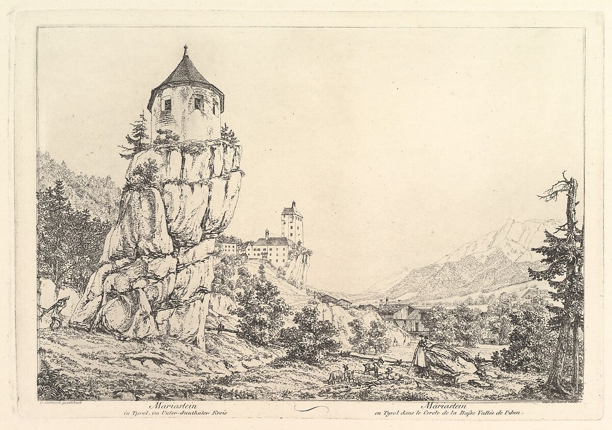 Landscape, Mariastein in Tyrol, Johann Christoph Erhard (German, Nuremberg 1795–1822 Rome), Etching 