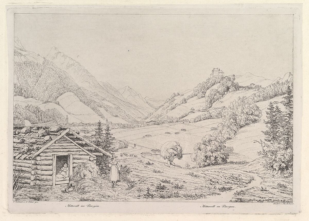 Farming scene, "Mittersill im Pinzgau", Johann Christoph Erhard (German, Nuremberg 1795–1822 Rome), Etching; third state 