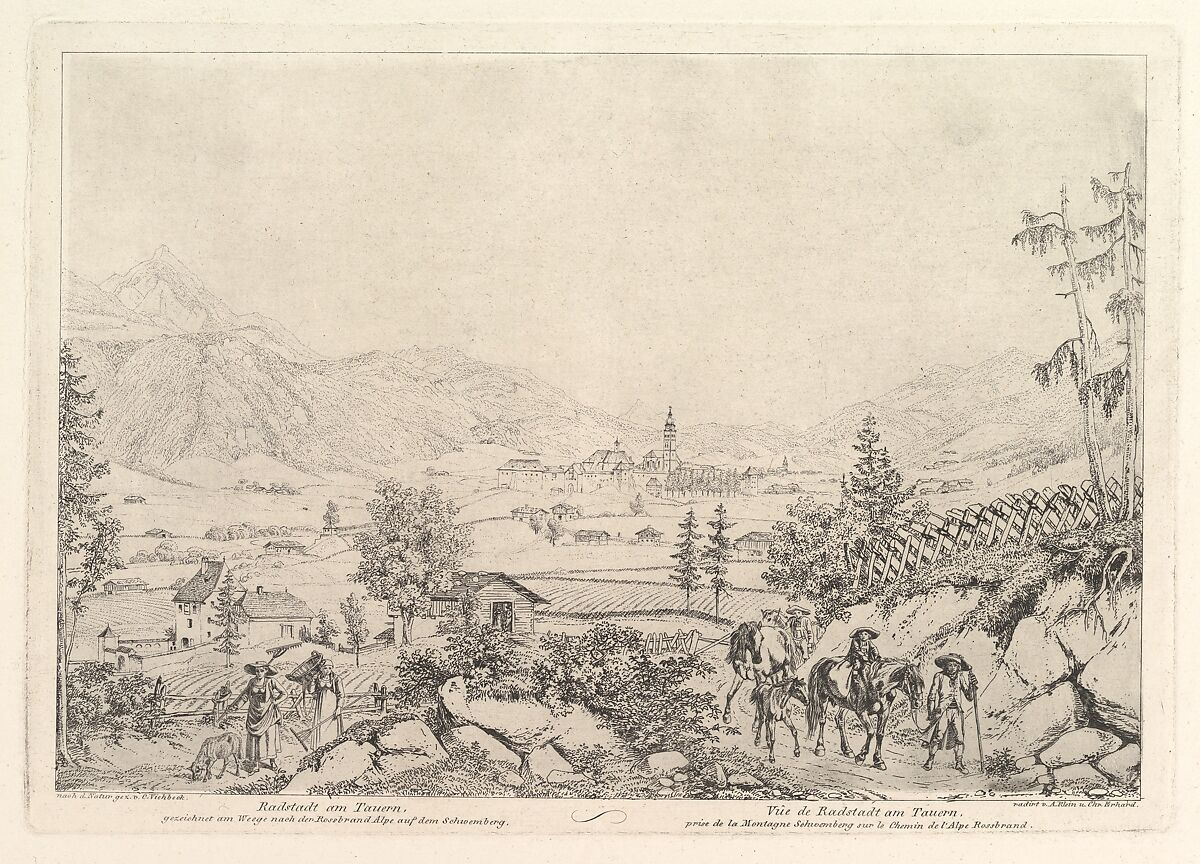 Rural Landscape, "Radstadt am Tauren", Johann Christoph Erhard (German, Nuremberg 1795–1822 Rome), Etching; second state 