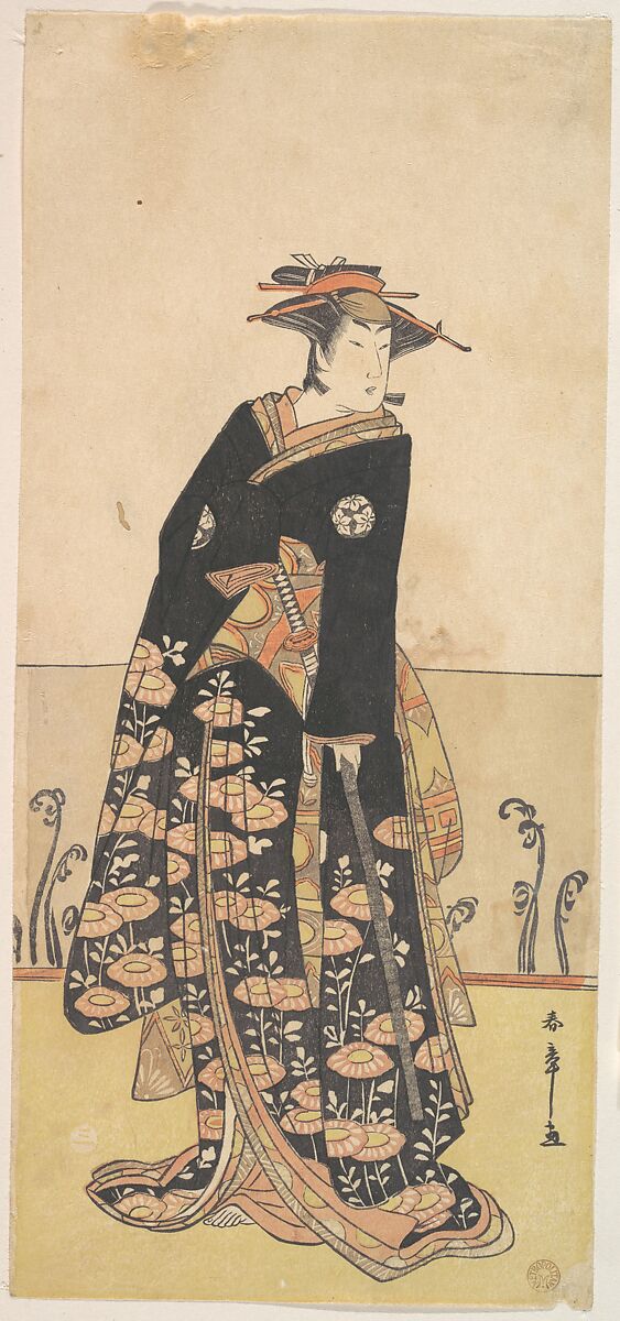 Kabuki Actor Osagawa Tsuneyo II, Katsukawa Shunshō (Japanese, 1726–1792), Woodblock print (nishiki-e); ink and color on paper, Japan 