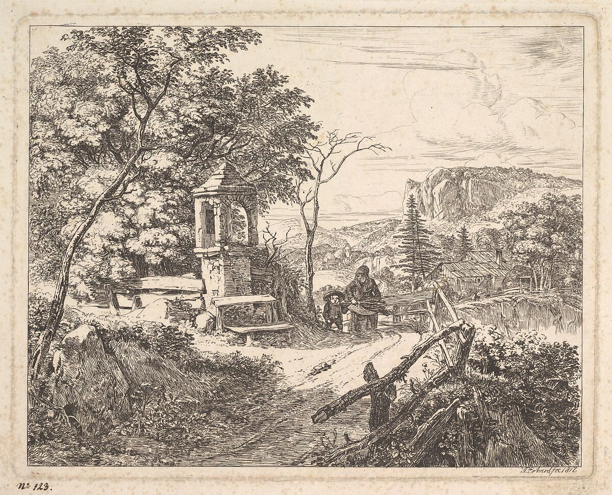 The Grove with Boys, Johann Christoph Erhard (German, Nuremberg 1795–1822 Rome), Etching; second state 