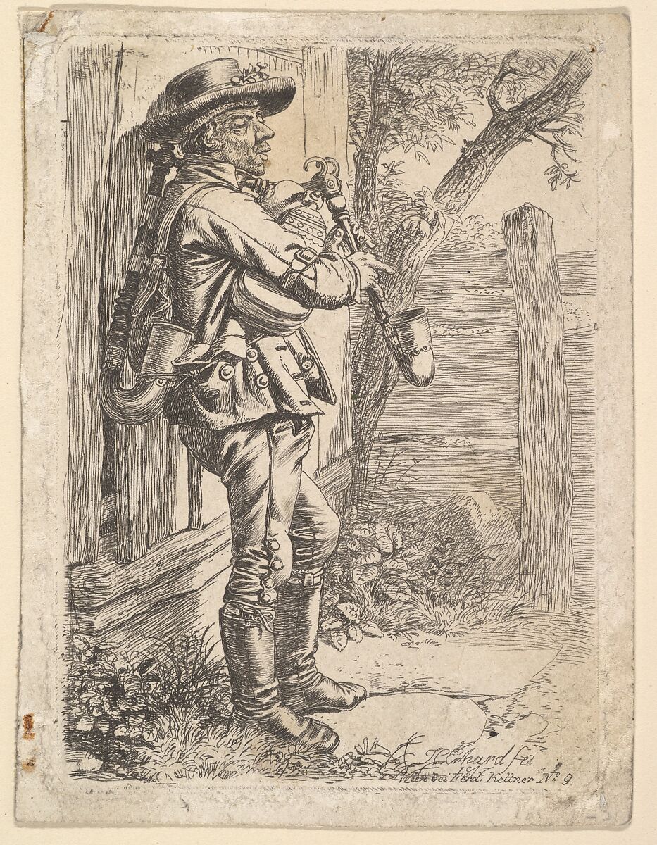 Peasant with a Rake, Johann Christoph Erhard (German, Nuremberg 1795–1822 Rome), Etching; third state 