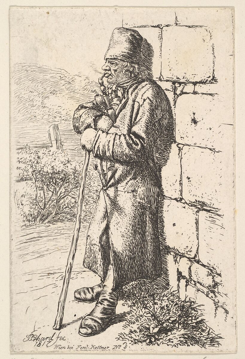 The Tobacco Smoker, Johann Christoph Erhard (German, Nuremberg 1795–1822 Rome), Etching; third state 
