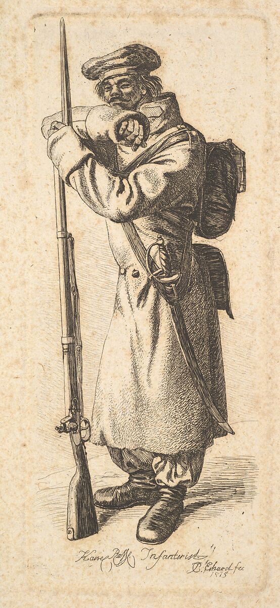 The Russian Infantryman, Johann Christoph Erhard (German, Nuremberg 1795–1822 Rome), Etching; second state 