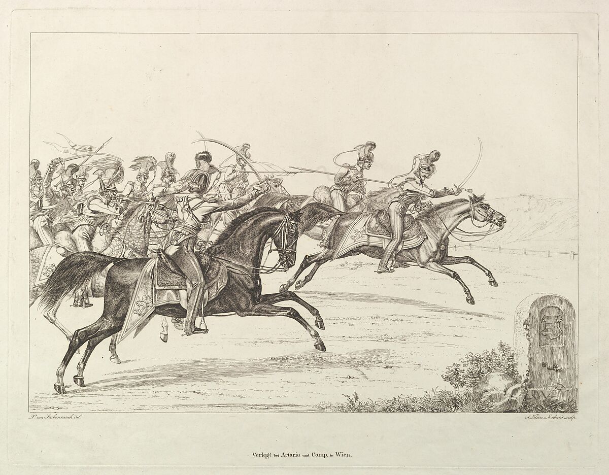 Austrian Lancers, Johann Christoph Erhard (German, Nuremberg 1795–1822 Rome), Etching; second state 