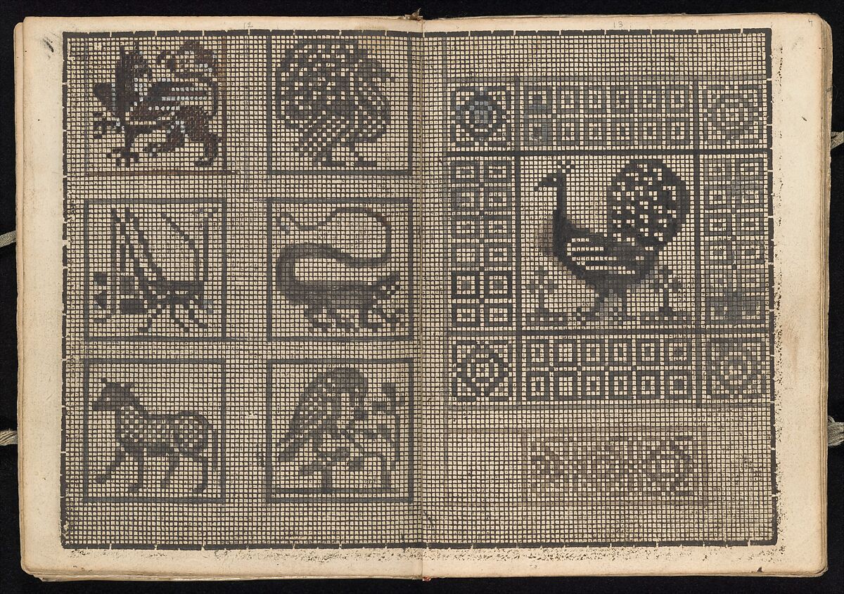 Manuscript album of designs for lace and embroidery, Anonymous, German, 16th century  German, Woodcut, ms