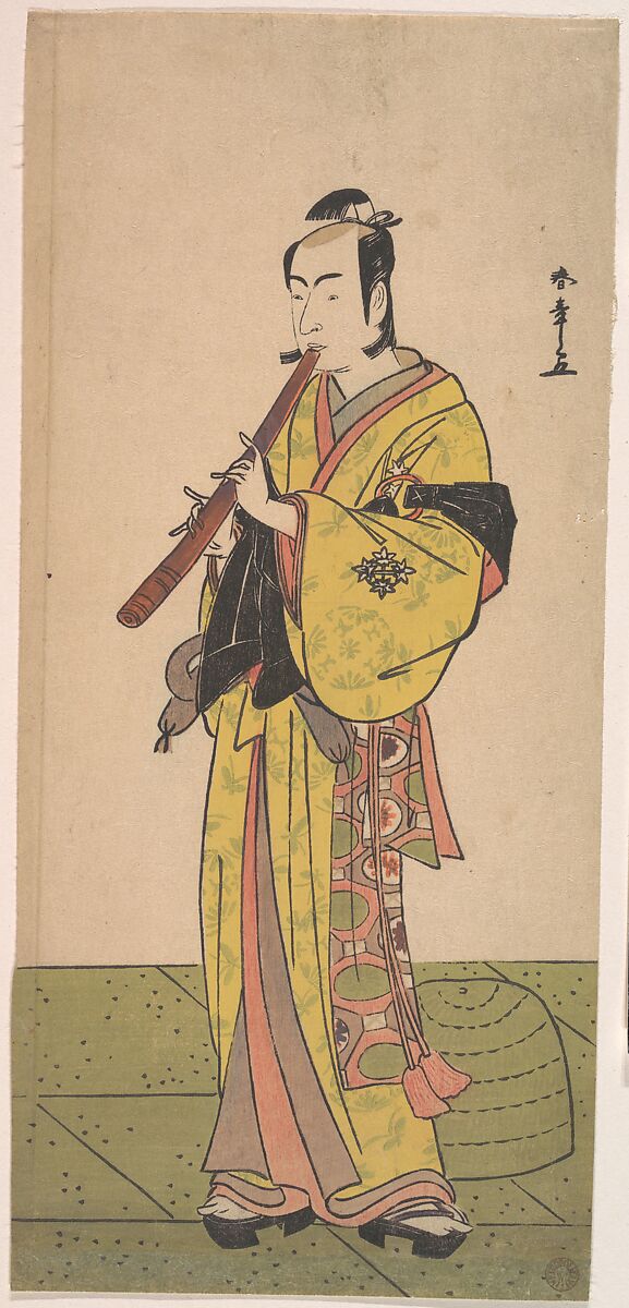 Ichikawa Bennosuke as a Man in Komuso Attire, Katsukawa Shunshō　勝川春章 (Japanese, 1726–1792), Woodblock print (nishiki-e); ink and color on paper, Japan 