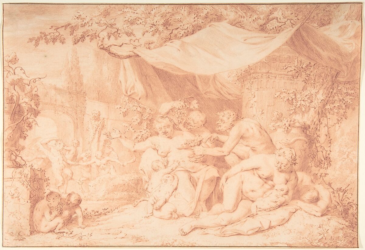 Bacchanal, Adriaan van der Burg (Dutch, 1693–1733), Red chalk 