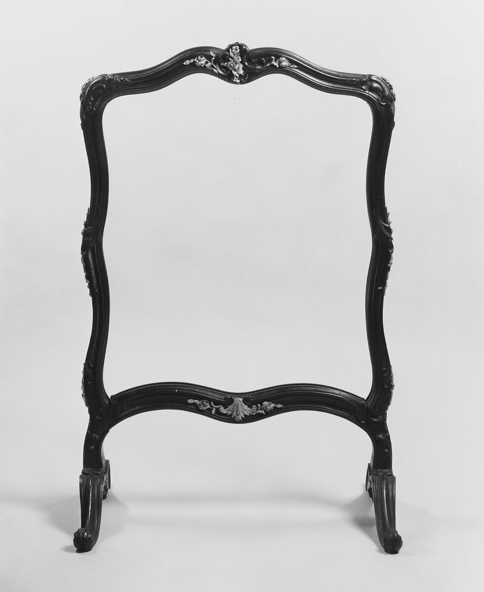 Firescreen, Auguste-Emile Rinquet-Leprince (1801–1886), Applewood or pearwood, ebonized walnut, beech, American or French