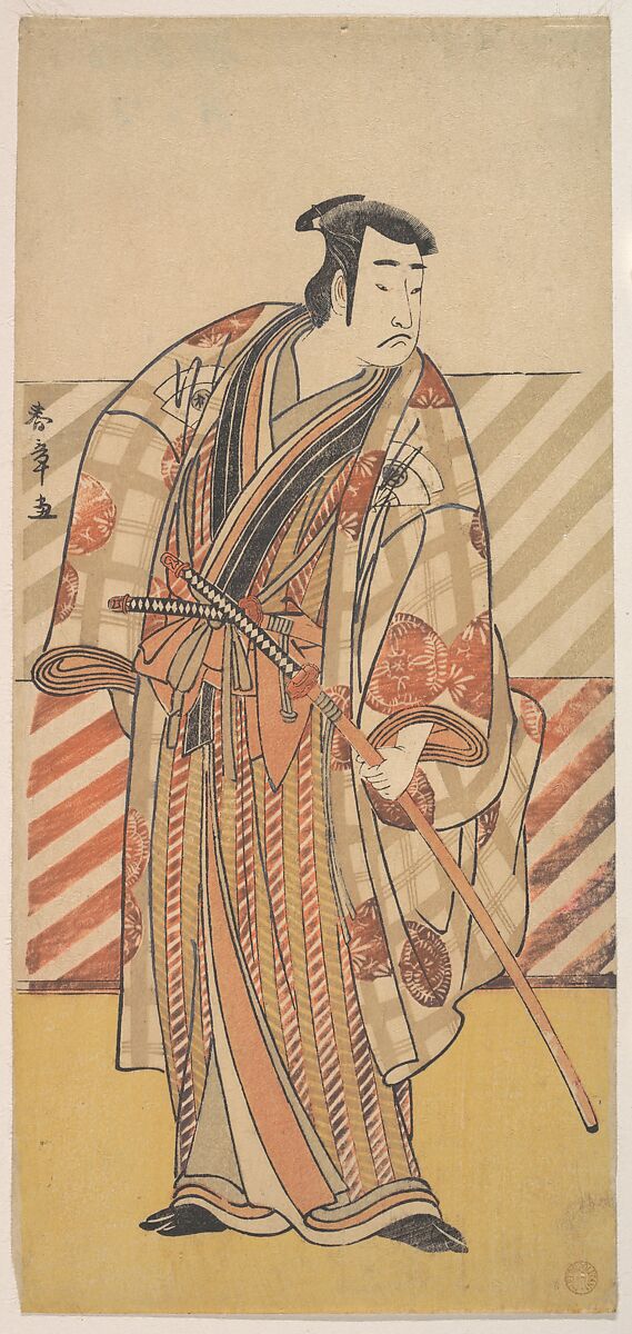 Onoe Matsusuke as a Samurai of the Fujiwara Clan, Katsukawa Shunshō　勝川春章 (Japanese, 1726–1792), Woodblock print (nishiki-e); ink and color on paper, Japan 