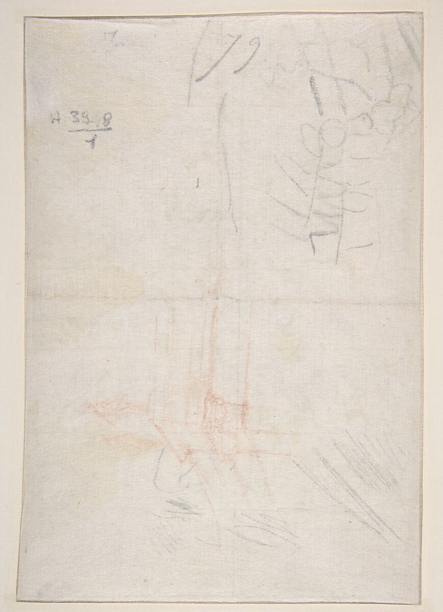Susanna and the Elders (recto); Architectural design and other scribbles (verso), Giovanni Battista Pittoni (Italian, Venice 1687–1767 Venice), Red and black chalks