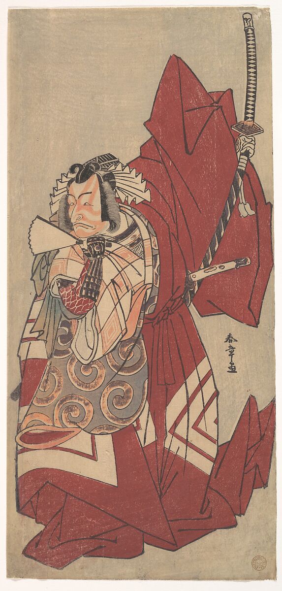 Kabuki Actor Ichikawa Danjūrō V in a Shibaraku (Stop Right There!) Role as Hannya no Gorō, Katsukawa Shunshō　勝川春章 (Japanese, 1726–1792), Woodblock print (nishiki-e); ink and color on paper, Japan 