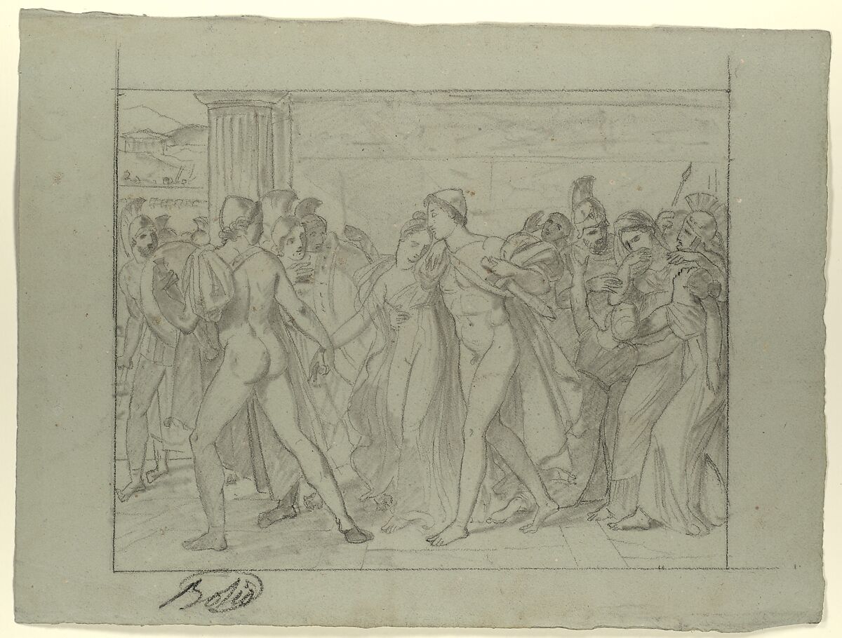 Group of studies for "Castor and Pollux Freeing Helen", Joseph-Ferdinand Lancrenon (French, Lods 1794–1874 Lods), See records for individual drawings