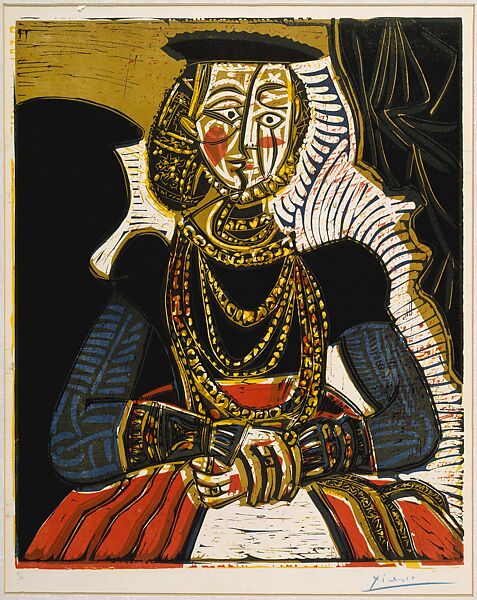 Portrait of a Woman, after Lucas Cranach II, Pablo Picasso (Spanish, Malaga 1881–1973 Mougins, France), Linoleum cut 