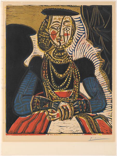 Portrait of a Woman, after Lucas Cranach II, Pablo Picasso (Spanish, Malaga 1881–1973 Mougins, France), Linoleum cut