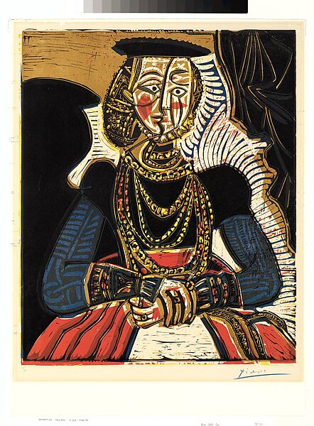 Portrait of a Woman, after Lucas Cranach II, Pablo Picasso (Spanish, Malaga 1881–1973 Mougins, France), Linoleum cut