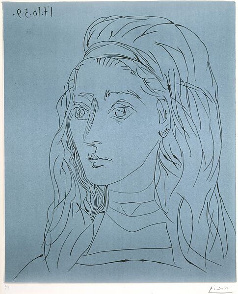 Jacqueline, Pablo Picasso (Spanish, Malaga 1881–1973 Mougins, France), Linoleum cut 