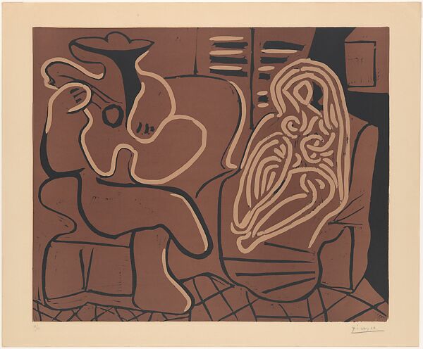 The Aubade with a Reclining Woman, Pablo Picasso (Spanish, Malaga 1881–1973 Mougins, France), Linoleum cut 