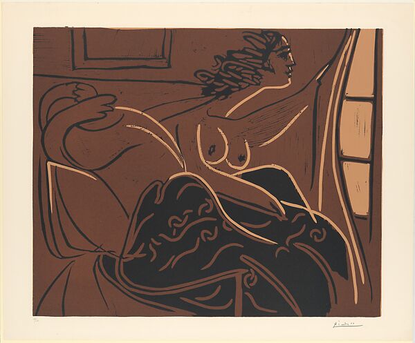 Two Waking Women, Pablo Picasso (Spanish, Malaga 1881–1973 Mougins, France), Linoleum cut 