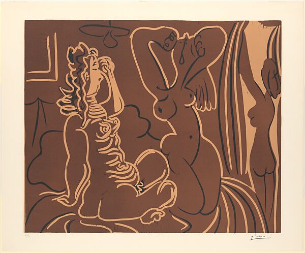 Three Waking Women, Pablo Picasso (Spanish, Malaga 1881–1973 Mougins, France), Linoleum cut 