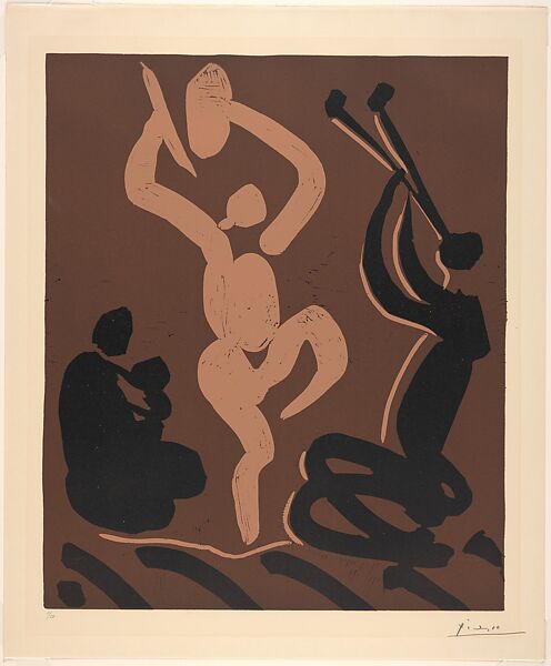 Bacchanal with Seated Woman Holding a Baby, Pablo Picasso (Spanish, Malaga 1881–1973 Mougins, France), Linoleum cut 