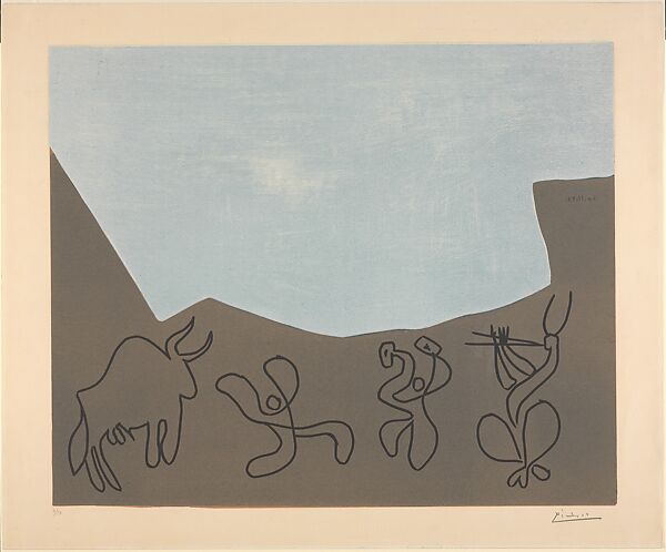 Bacchanal with Bull, Pablo Picasso (Spanish, Malaga 1881–1973 Mougins, France), Linoleum cut 